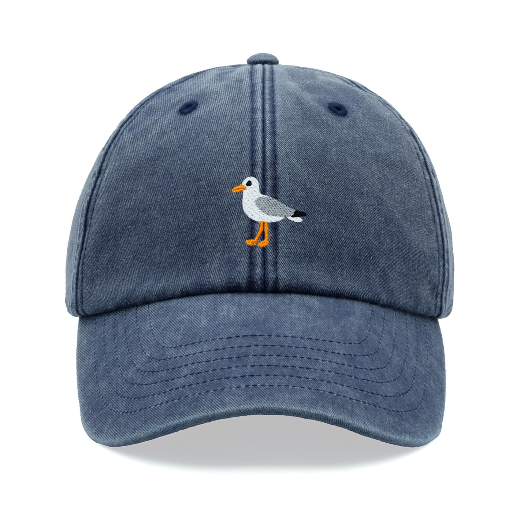 Cap Base Unisex Blue Denim Seagull Baseball Cap Vintage Washed Dad Hat Adjustable