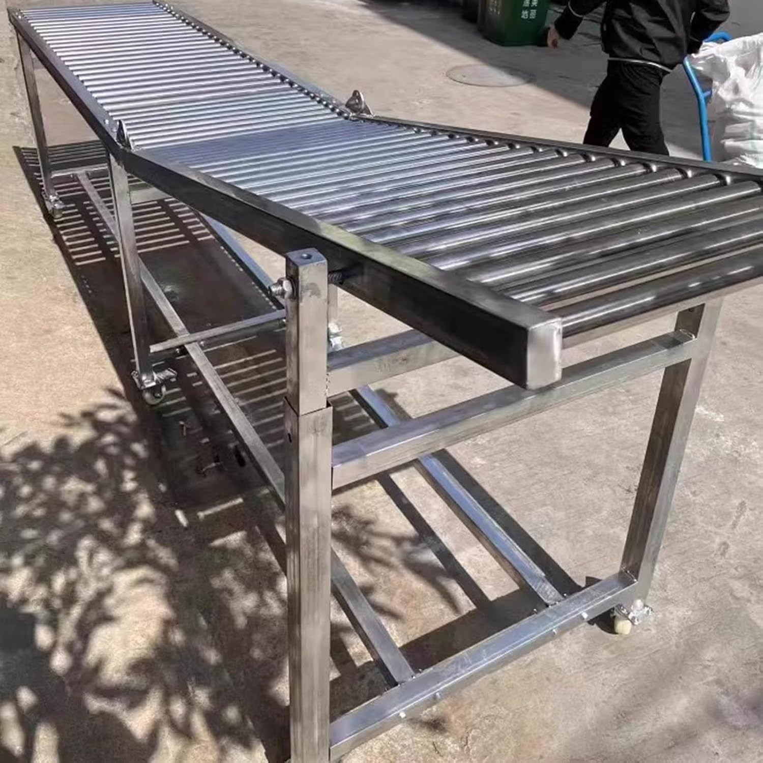 Adjustable Height Conveyor Support Legs, Light Duty Roller Stand for Table Saw & Workshop, Flexible Woodworking Conveyor Support (Silver, 40cm-90cm)