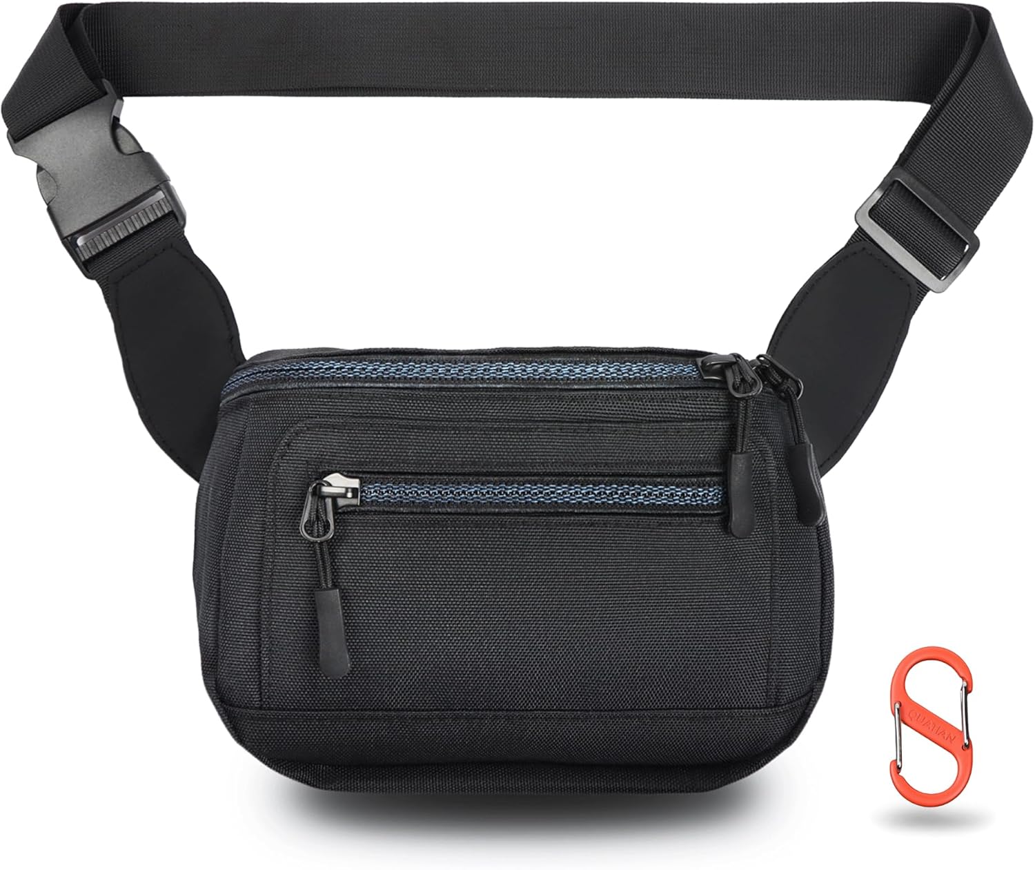 RFID Blocking Anti Theft Fanny Pack for Women and Men with Safety Hook for Travel and Daily Commute Water Resistant Crossbody Waist Bag Multiple Pockets Lightweight QUATIAN