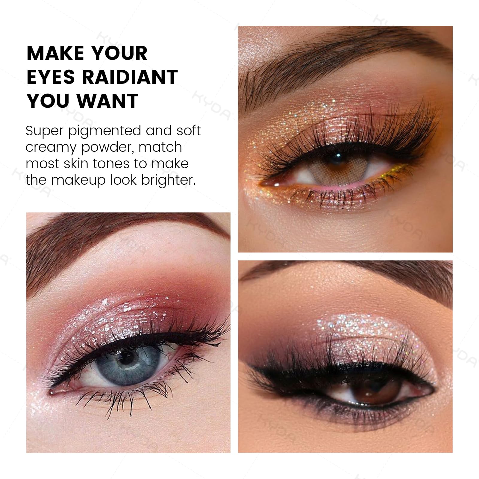 Paleta de sombra de ojos con purpurina de 10 colores, sombra de ojos de lentejuelas brillantes, sombra de ojos en polvo de perlas brillantes, maquillaje de ojos con purpurina multicolor, paleta 5