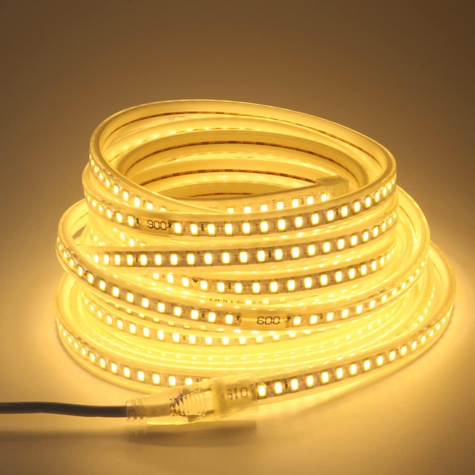 pcningled 15M led Strip Light Newly Upgraded SMD 5730 240V IP67 Waterproof 120 LEDs/M 9W/M Cuttable Every 1M Flexible Strip Lights for Bedside Camping Tent,Wardrobe (Warm White, 15M)