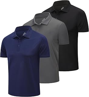 ZENGVEE 3 Pack Men's Polo Shirts Short Sleeve Quick Dry Breathable Golf Polo Shirts Casual Work Golf Tennis Tops Classic Polo Collared T-Shirts