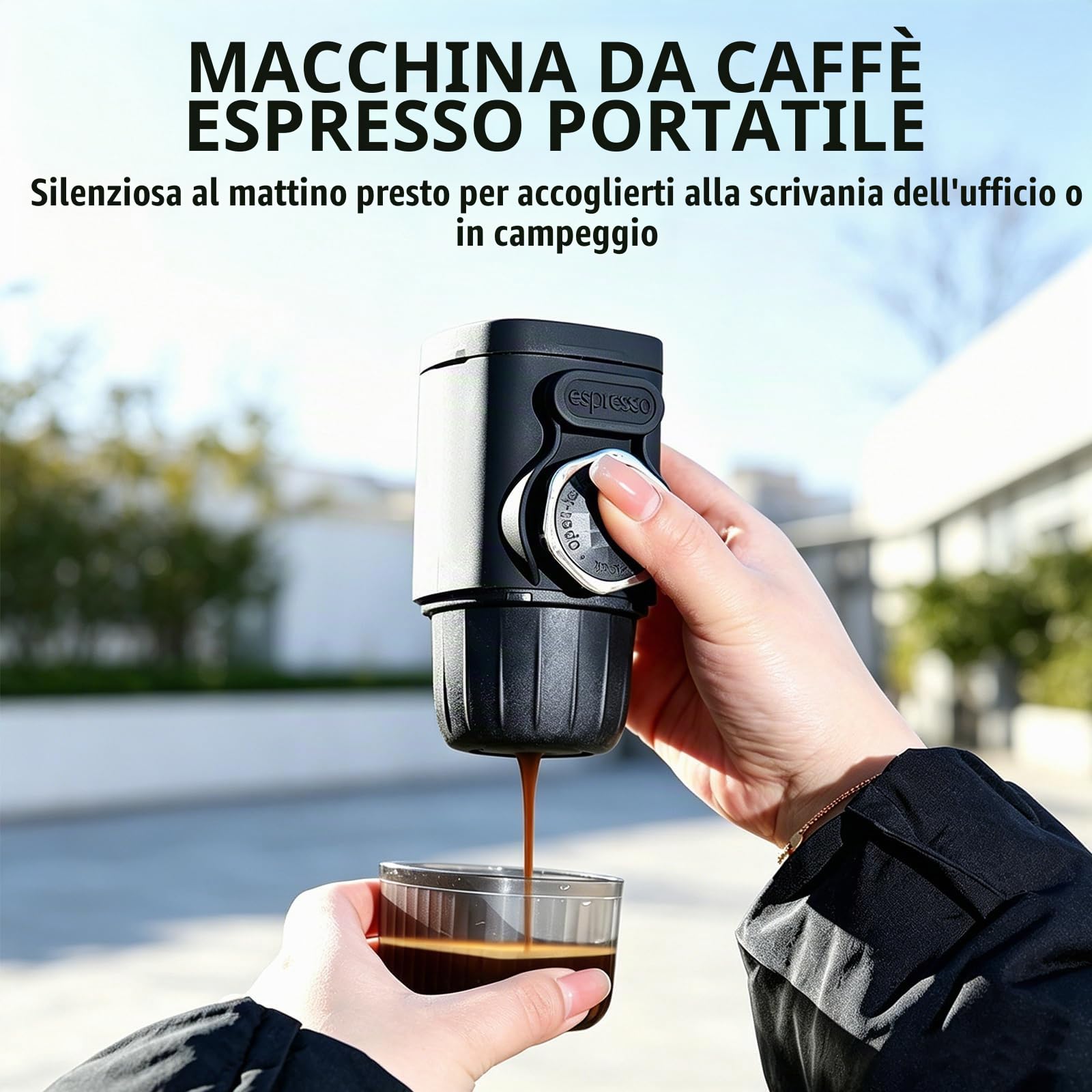 OBEST Macchina per caffè espresso portatile, Minipresso per viaggiare | macchina da caffè manuale espresso, viaggi all'aperto escursionismo, acchina da caffè portatile per campeggio
