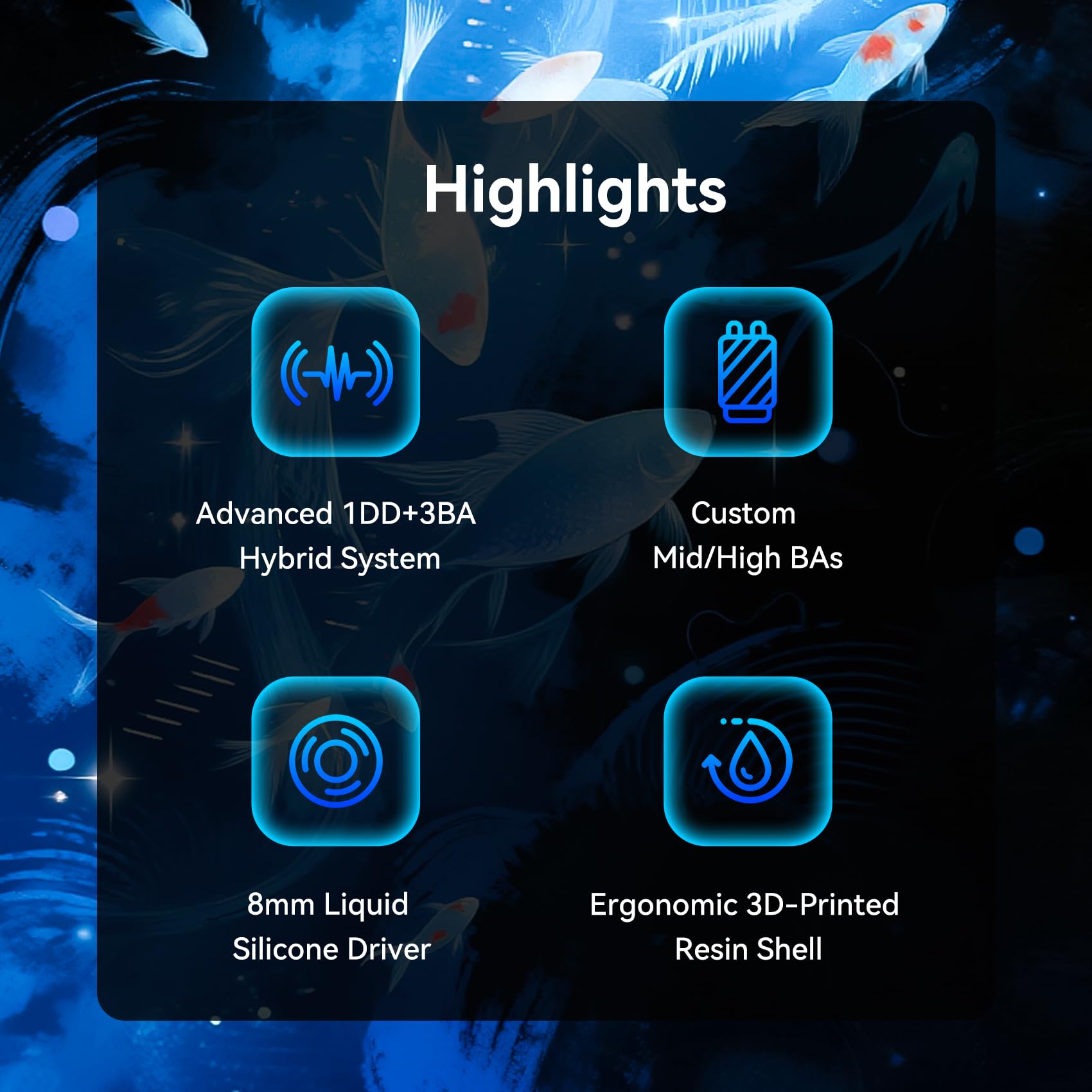Yinyoo Auriculares KBEAR SR8 IEM, controladores híbridos 1DD+3BA para músicos, auriculares intraurales con cable HiFi, cable desmontable con 5N OFC, IEMs para juegos, audiófilos y actuaciones en vivo