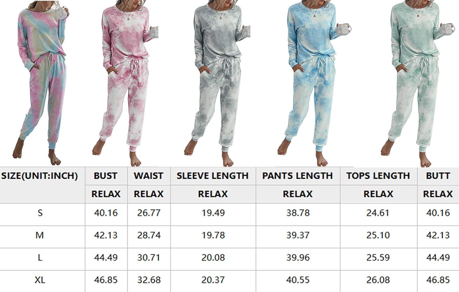 PRETTYGARDEN Women’s Tie Dye Two Piece Pajamas Set Long Sleeve Sweatshirt with Long Pants Sleepwear at  Women’s Clothing store