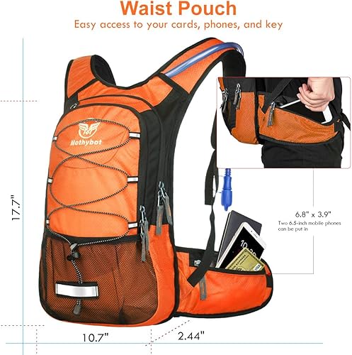 Miniatura 3 de Paquete de hidratación, mochila de hidratación aislada con bolsa de agua sin BPA de 2 litros y almacenamiento, mochila de senderismo para hombres,