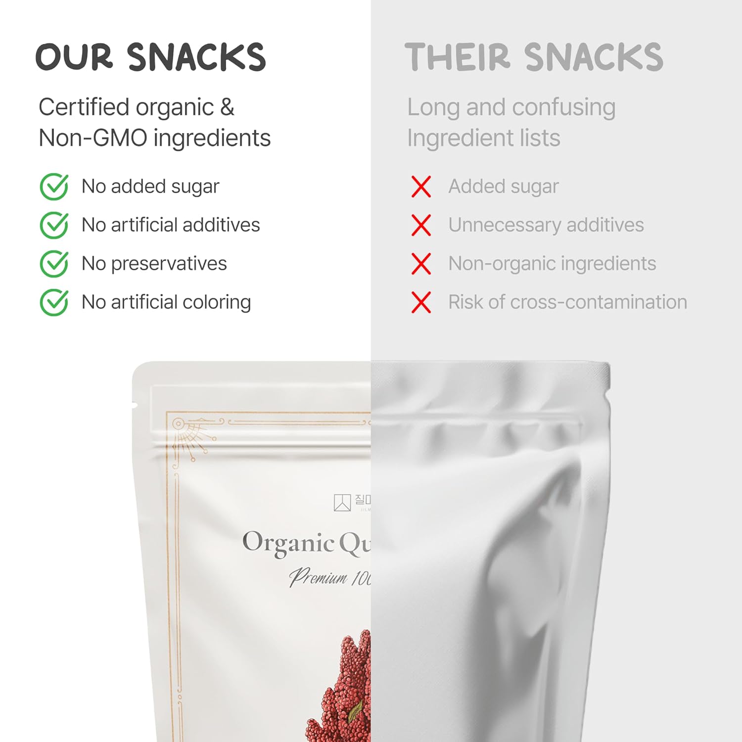 Jilmajae Organic Baby Snack (3 Pack) – 2 Ingredients Only: Organic White Rice & Quinoa – Allergen-Free, Healthy Carbs Melt Snack for Babies & Toddlers In a Resealable Bag