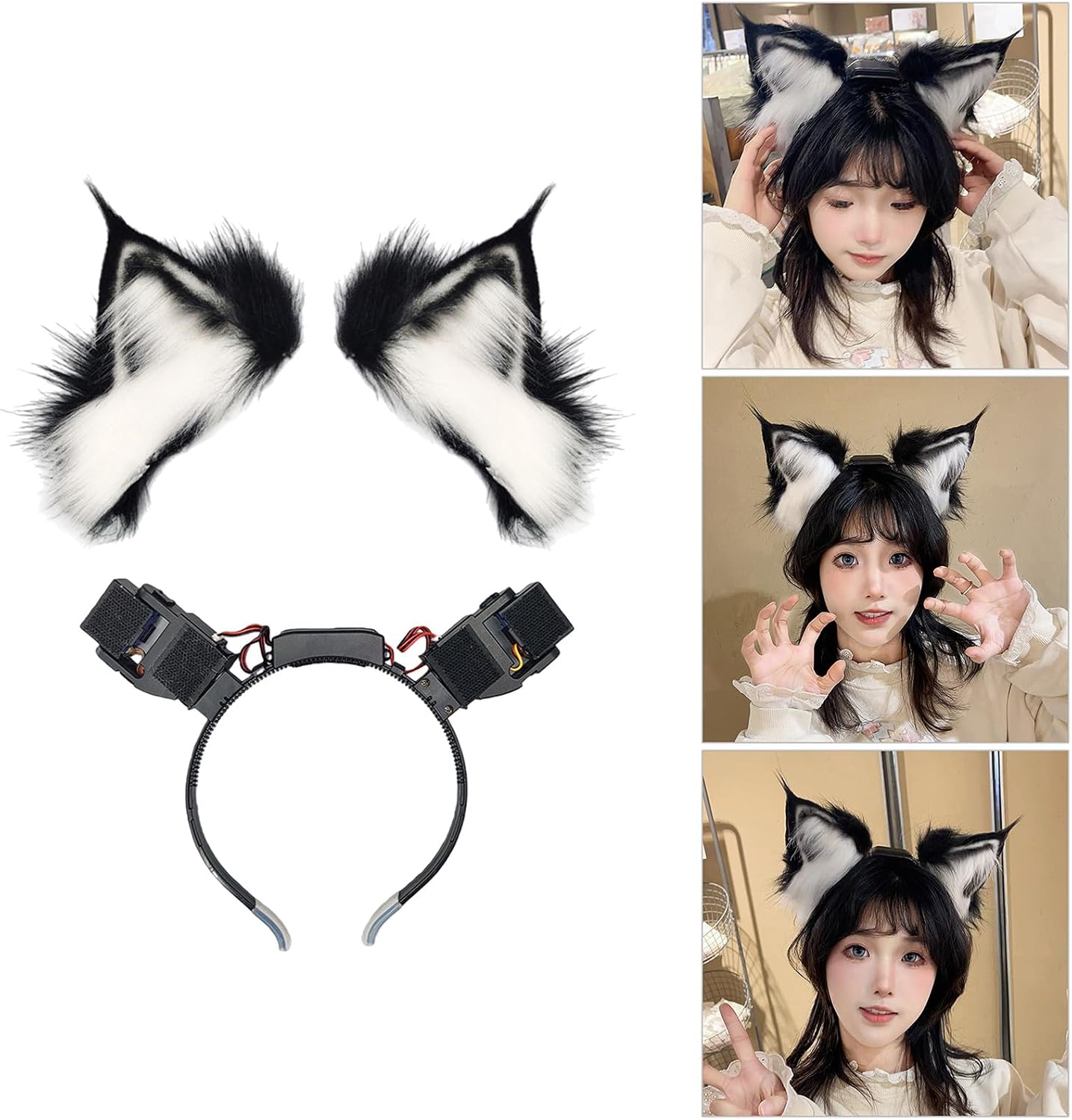 Wolf Ear Headband Sweet Girls Dynamic Cosplay Ears Fursuit Masquerades Halloween Cosplay Party Soft Moving Headband