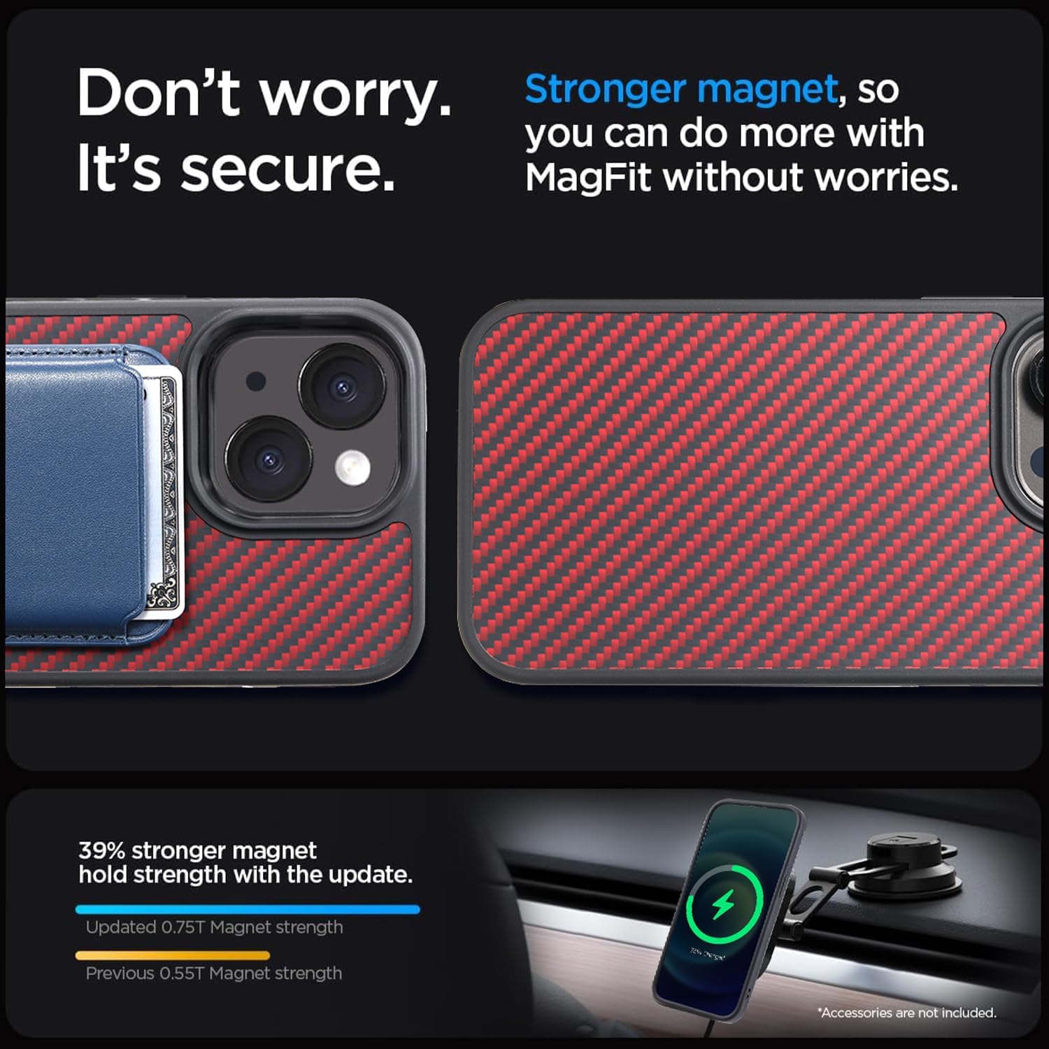 GESIHOPY Carbon Fiber for iPhone 13/14 Case Compatible with MagSafe,Slim & Light Case,Aramid Fiber with Military-Grade Drop Cover 13/14 Phone Case,Supports Wireless Charging, Black/Red(Twill)