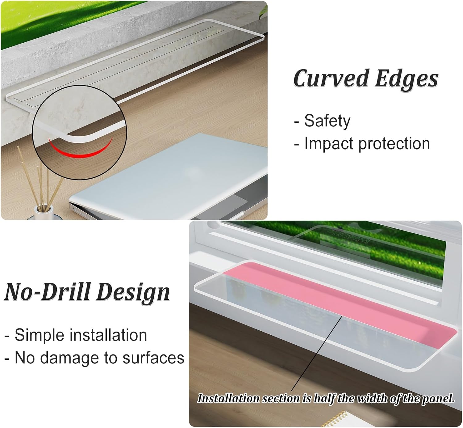 Acrylic Window Sill Extender for Cats & Plants, Thick Double-Sided Adhesive Shelf, Durable Perch & Stand, Space-Saving Home Decor Solution