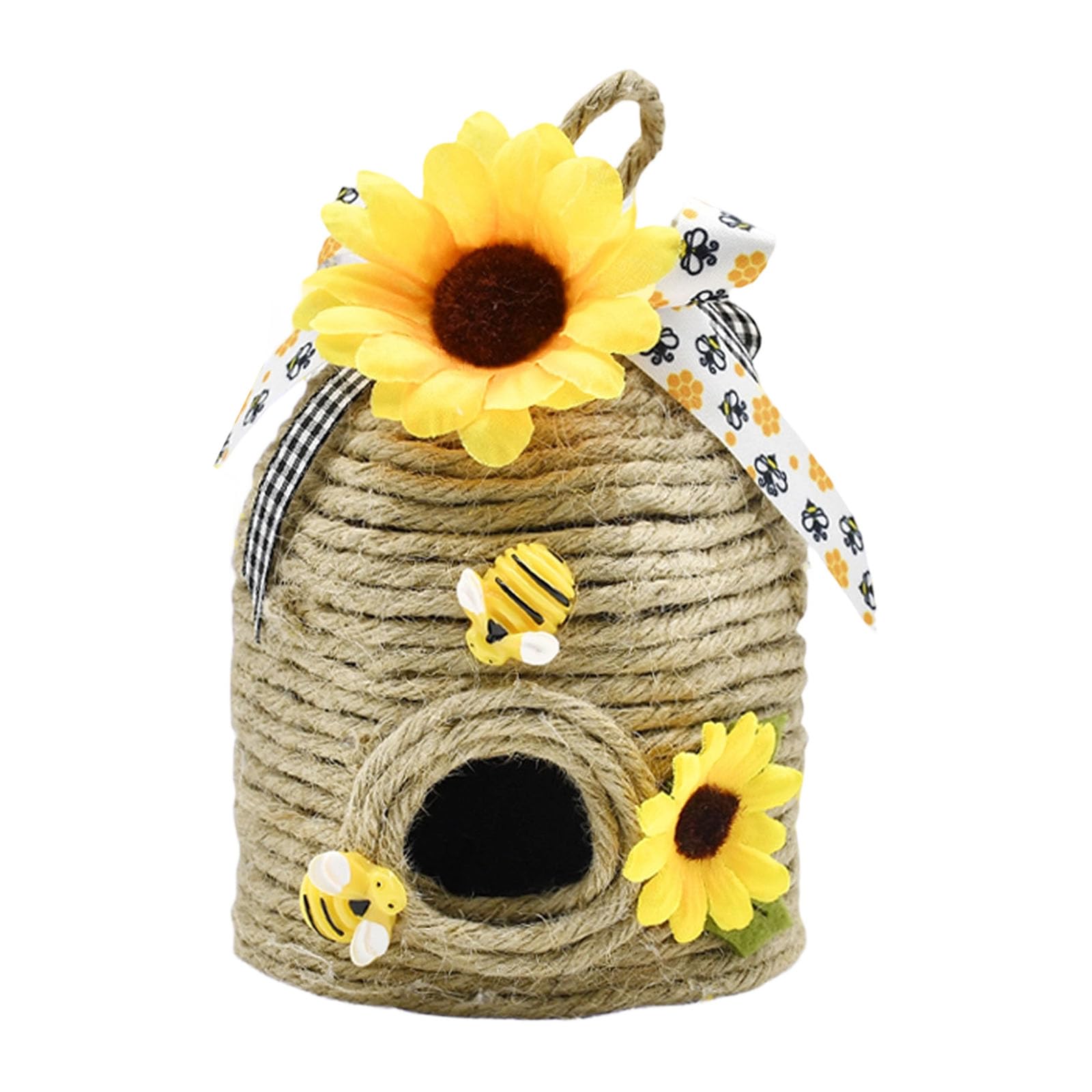 Msioytog Natural Fiber Rope Woven Bees Nest Wall Art for Festivals and Nursery, Measuring 12x10cm Festival Decoration