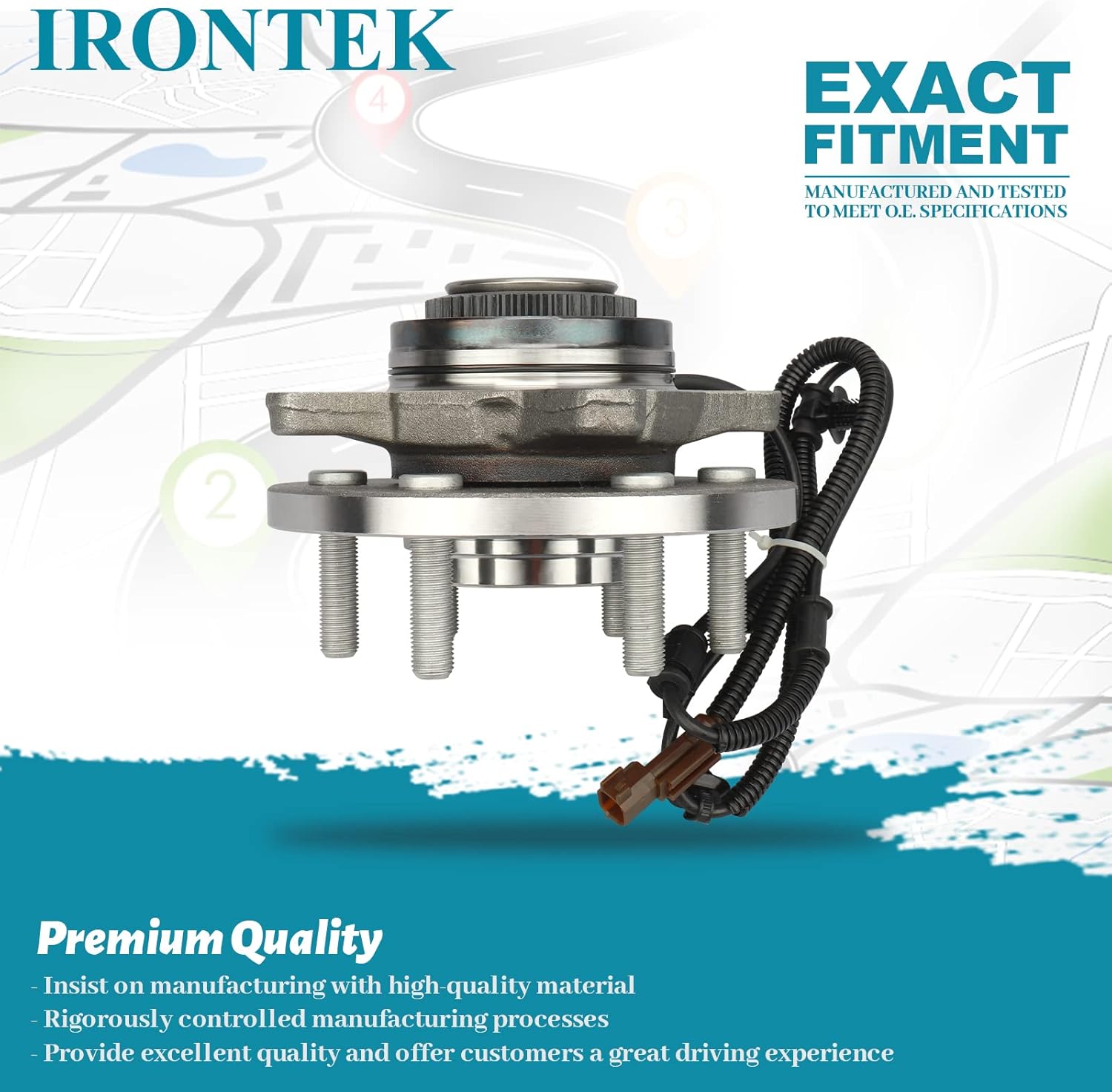 IRONTEK 515169 4WD Front Wheel Hub and Bearing Assembly Compatible for Ford 2015-2017 F150 Wheel Bearing and Hub Assembly; w/ABS 6 Lugs 2 PCS