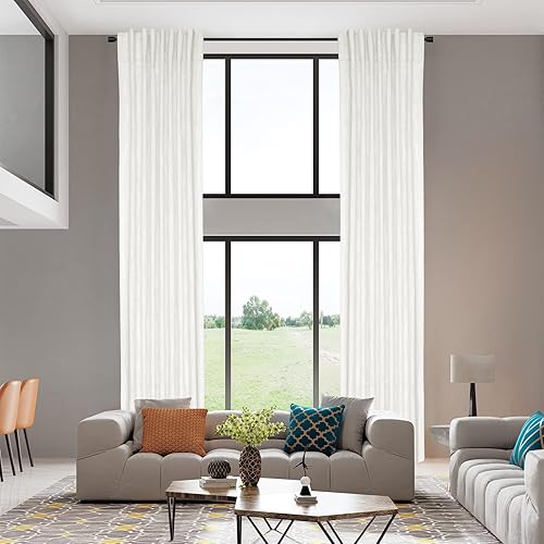 Miniatura 2 de Cortinas de lino extralargas para puerta corrediza de cristal, cortinas largas de lille para sala de estar, cortinas largas con pestaña trasera,