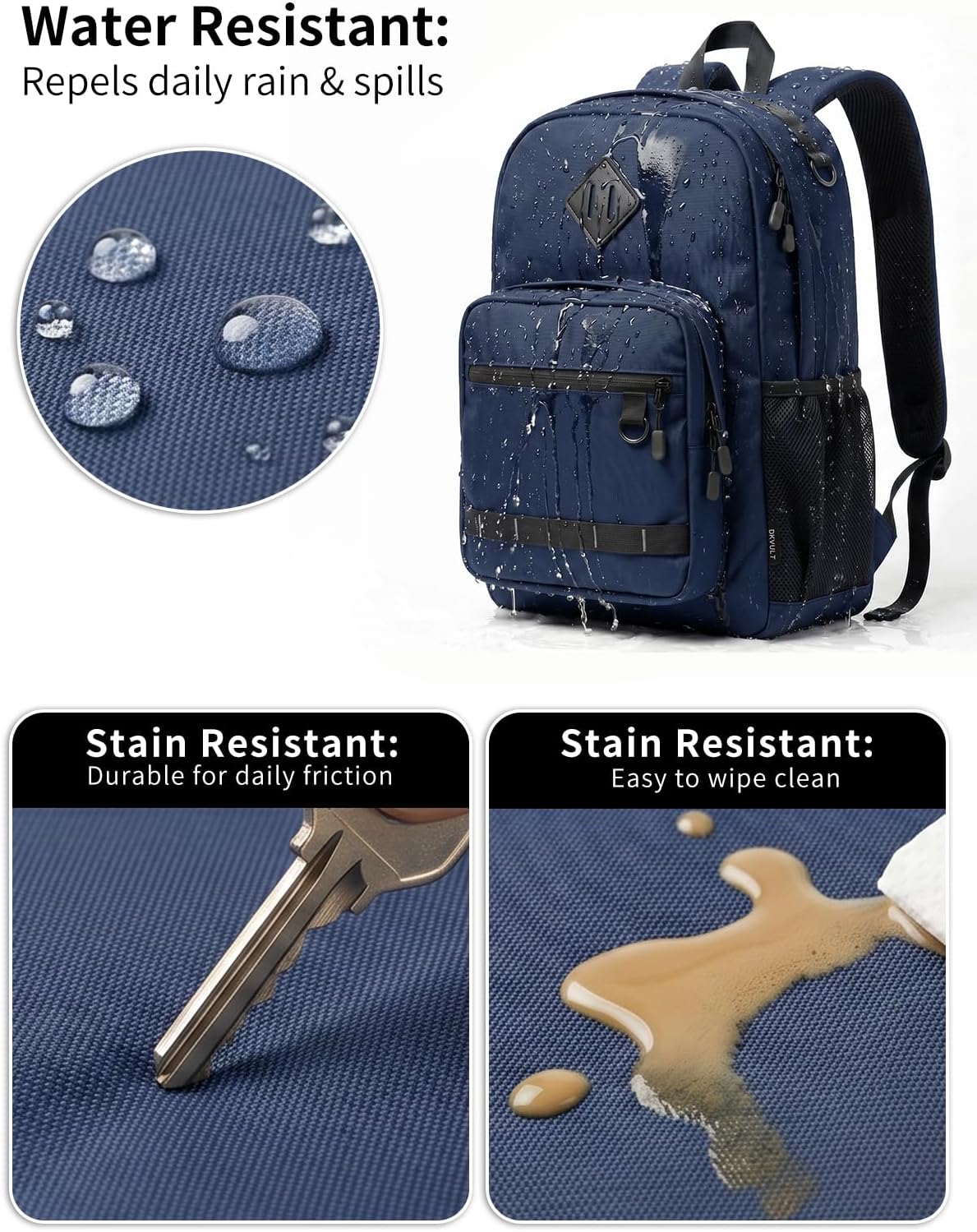 School Backpack for Teen Boys and Girls, Casual Laptop Backpack for Men and Women, Lightweight Backpack for School Business Work College Travel, Water Resistant Back Pack, Bookbag, Blue image 5