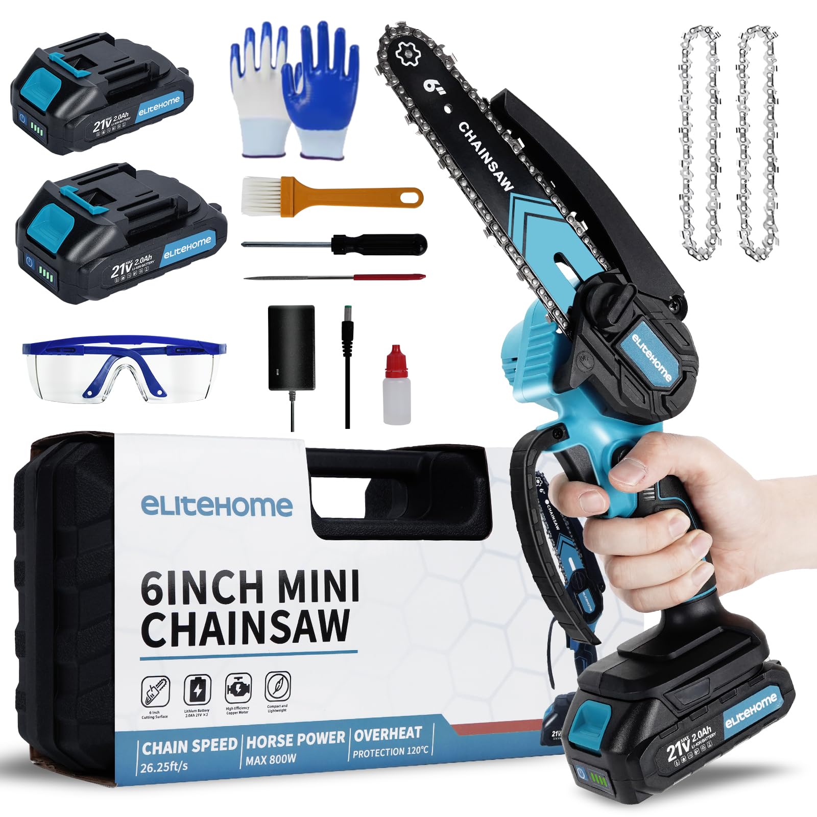 Bei Hong Mini Chainsaw Cordless Mini Chainsaw 6 Inch With 2 Batteries ...