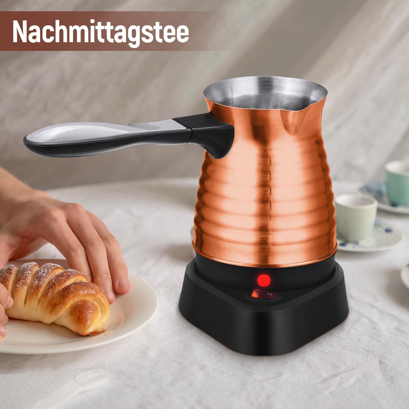 Baoblaze 17oz Elektrische Kaffeekanne Teekessel mit Griff Mehrzweck-Schnellkessel Edelstahl-Kaffeekessel für Café
