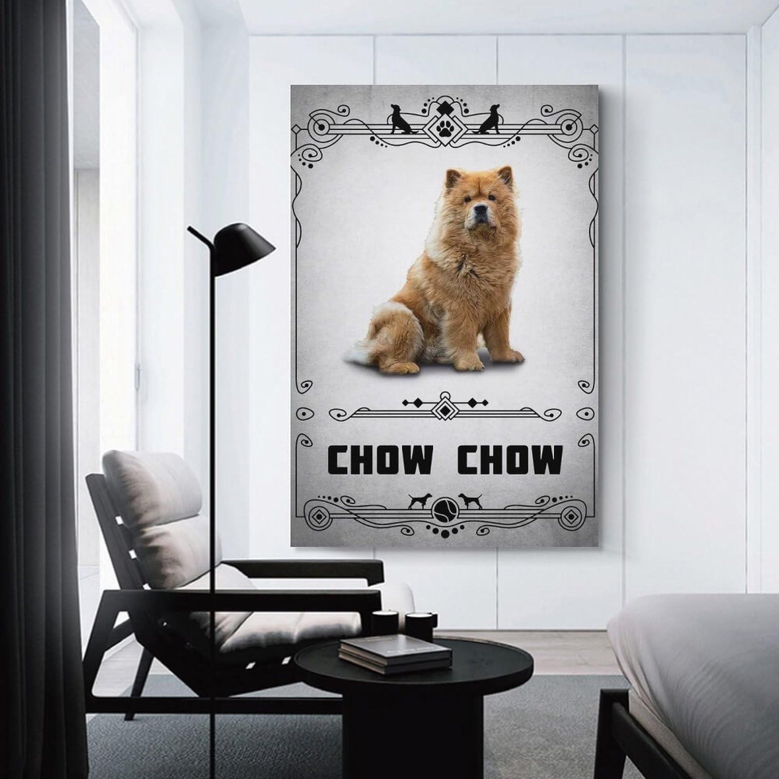 Junmoney Chow Chow Canvas Wall Decor 16x24inch(40x60cm), for Corridors, Hallways Or Apartment Entries, A Stylish Accent for Home Entrances
