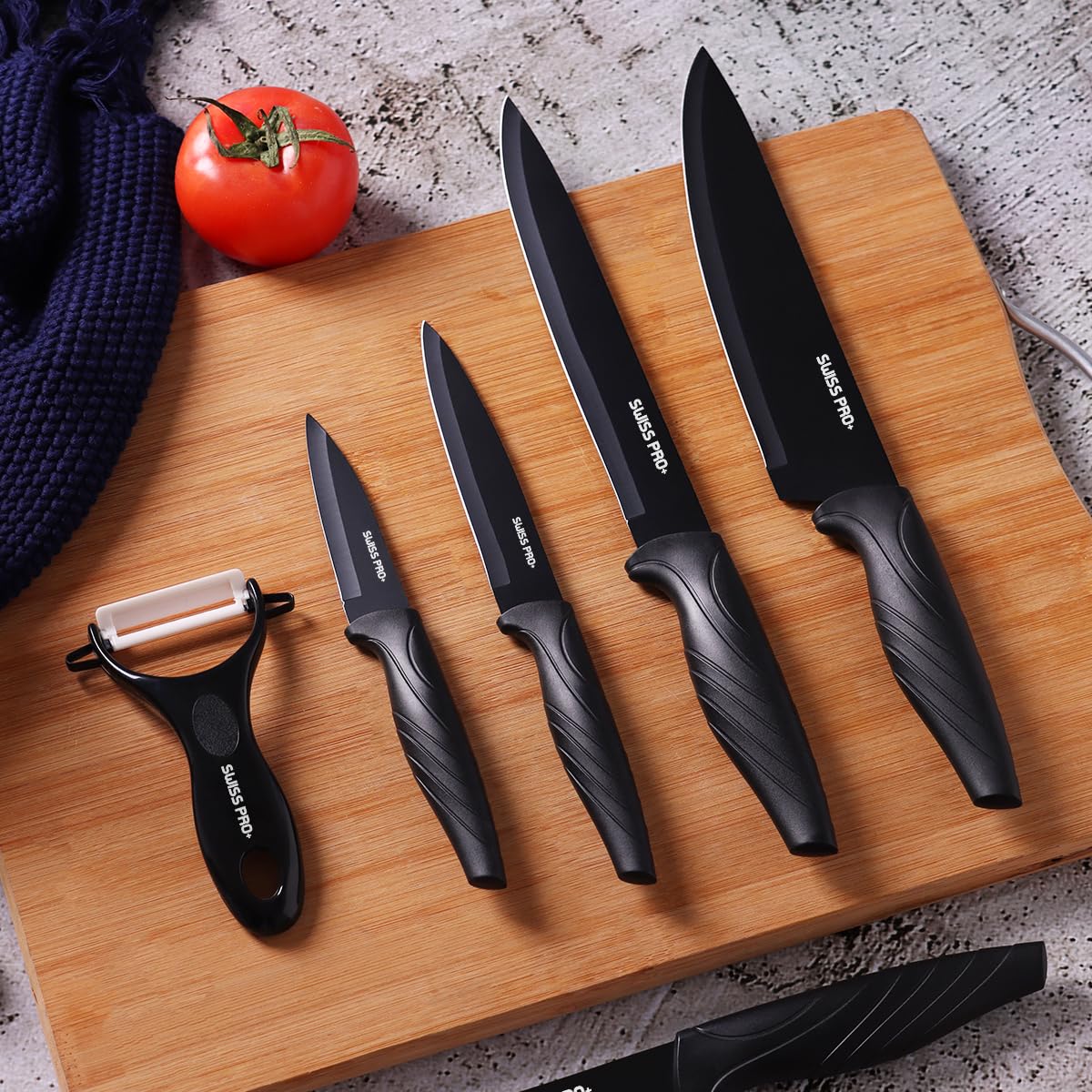 Swiss Pro+ Kitchen knife set - 6-piece - Stainless steel - Non