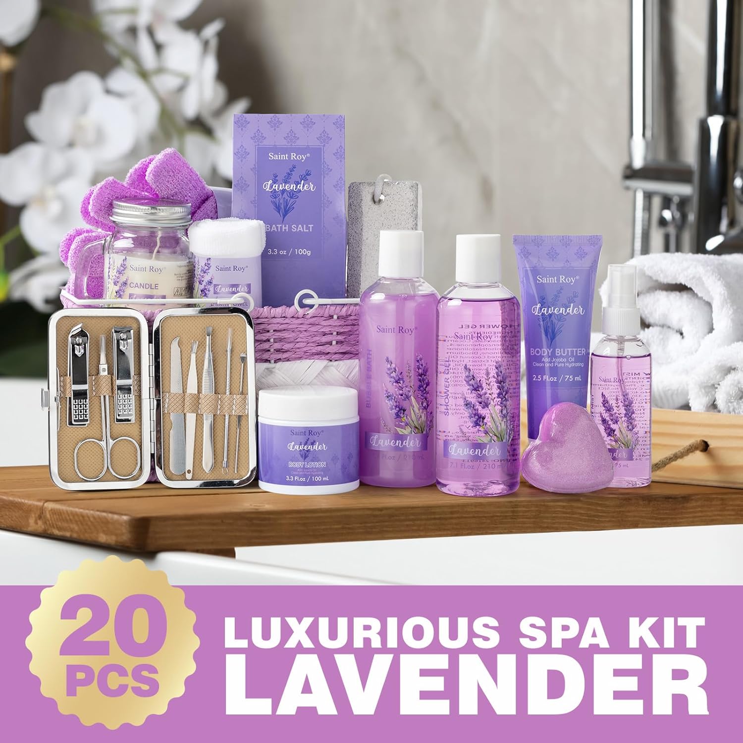 Valentines Day Gifts Spa Gifts for Women Bath and Body Lavender Gift Set, Spa Gift Basket for Self Care, Relaxing Bath Sets for Mom, Grandma, Girlfriend, Sister, Friends, Gifts for Women - Image 4