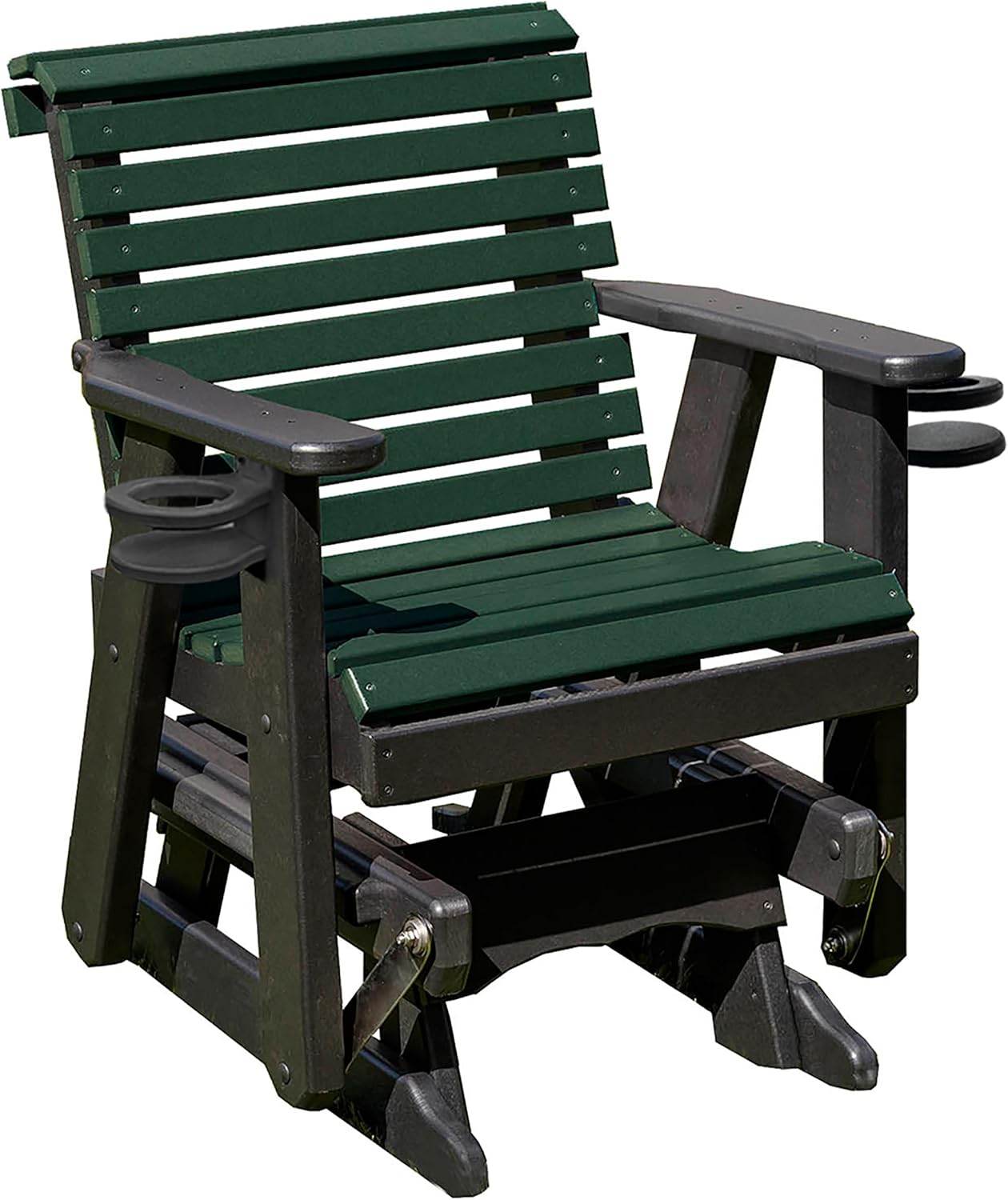 Amish Craftsmanship Made in USA 2FT Heavy Duty Poly Lumber Wood Porch Patio Glider HDPE with No Wood fibers Lancaster Series Rollback Design 500 lbs Limit Red on Black