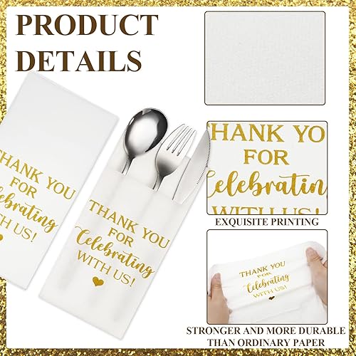 Miniatura 3 de Fuutreo 100 servilletas desechables de lino para boda, servilletas de cena desechables de bolsillo para cubiertos, servilletas de papel Airlaid