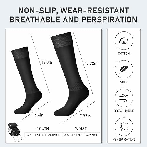 Miniatura 2 de Zhanmai Cinturón de béisbol y calcetines combinados, calcetines de sóftbol ajustables y cinturón elástico en la cintura para jóvenes, niños, niñas y