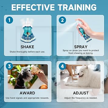 Woyamay Bitter Spray Dog 200 ml Bitter Spray Against Chewing and Licking Helps reduce unwanted chewing and licking on furniture shoes and bandages; Bitter taste for dog training