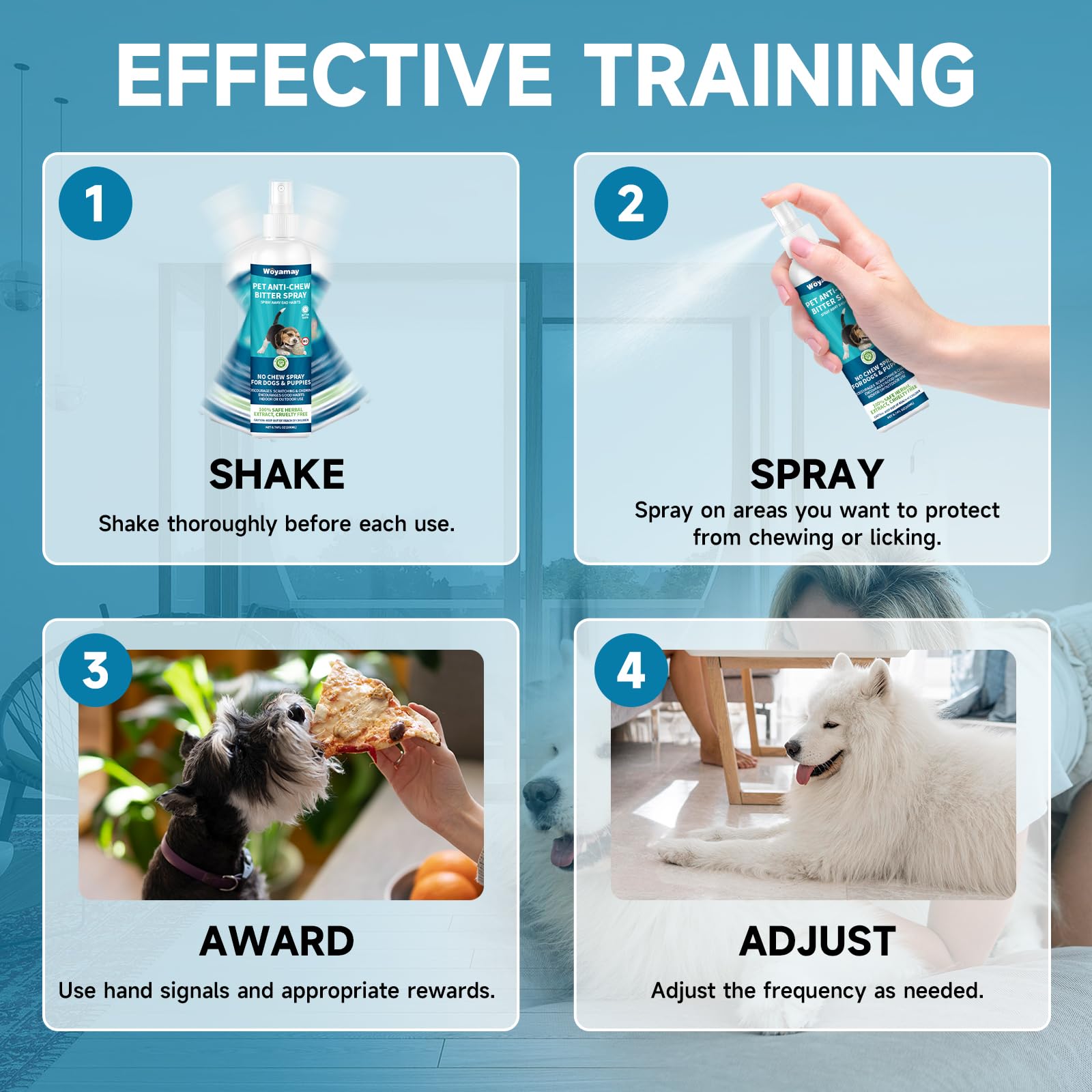 Woyamay Disabituante per Cani Spray, 200ml Repellente per Cani, Dissuasore per Cani, Cani Spray Amaro Spray, Spray Addestrativo Disabituante Gatti, Previene la Masticazione e la Leccatura di Mobili
