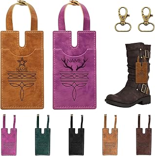 Personalized PU Leather Boot Wallet for Women, Custom Name Engraved Cowboy Boot Card Holder, Slim Snap Strap Credit Holder for Western Cowgirl Rodeo Concert Gift