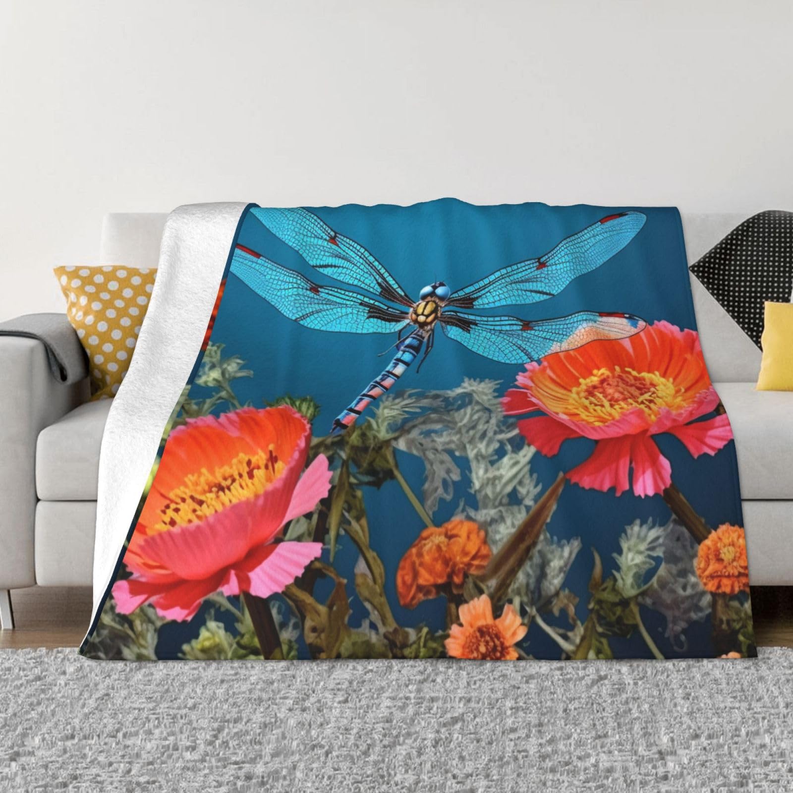 Couverture polaire fleurie pour vos soirées cocooning au salon