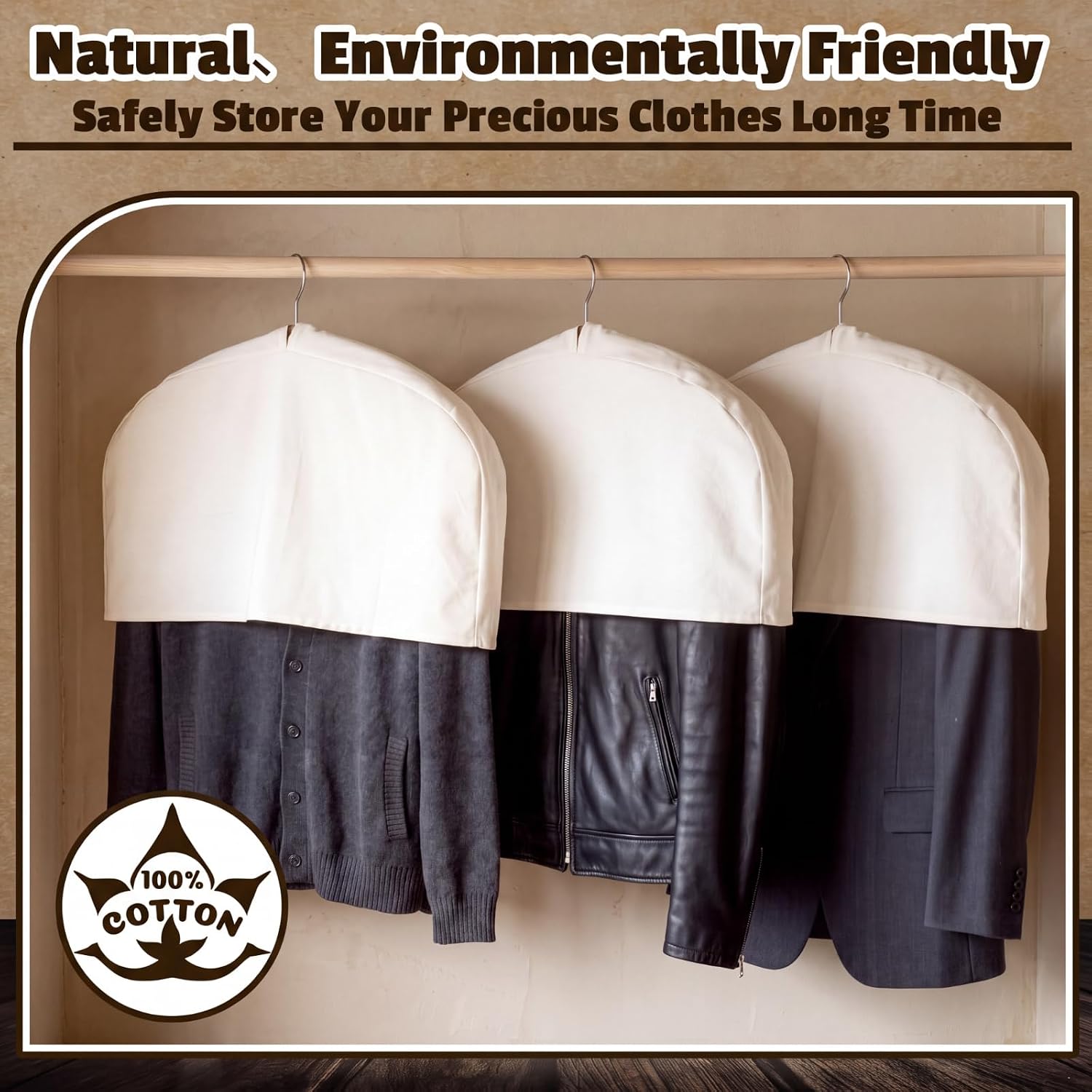 Tranqun 3 Pack 100% Cotton Shoulder Covers for Hanging Clothes Breathable