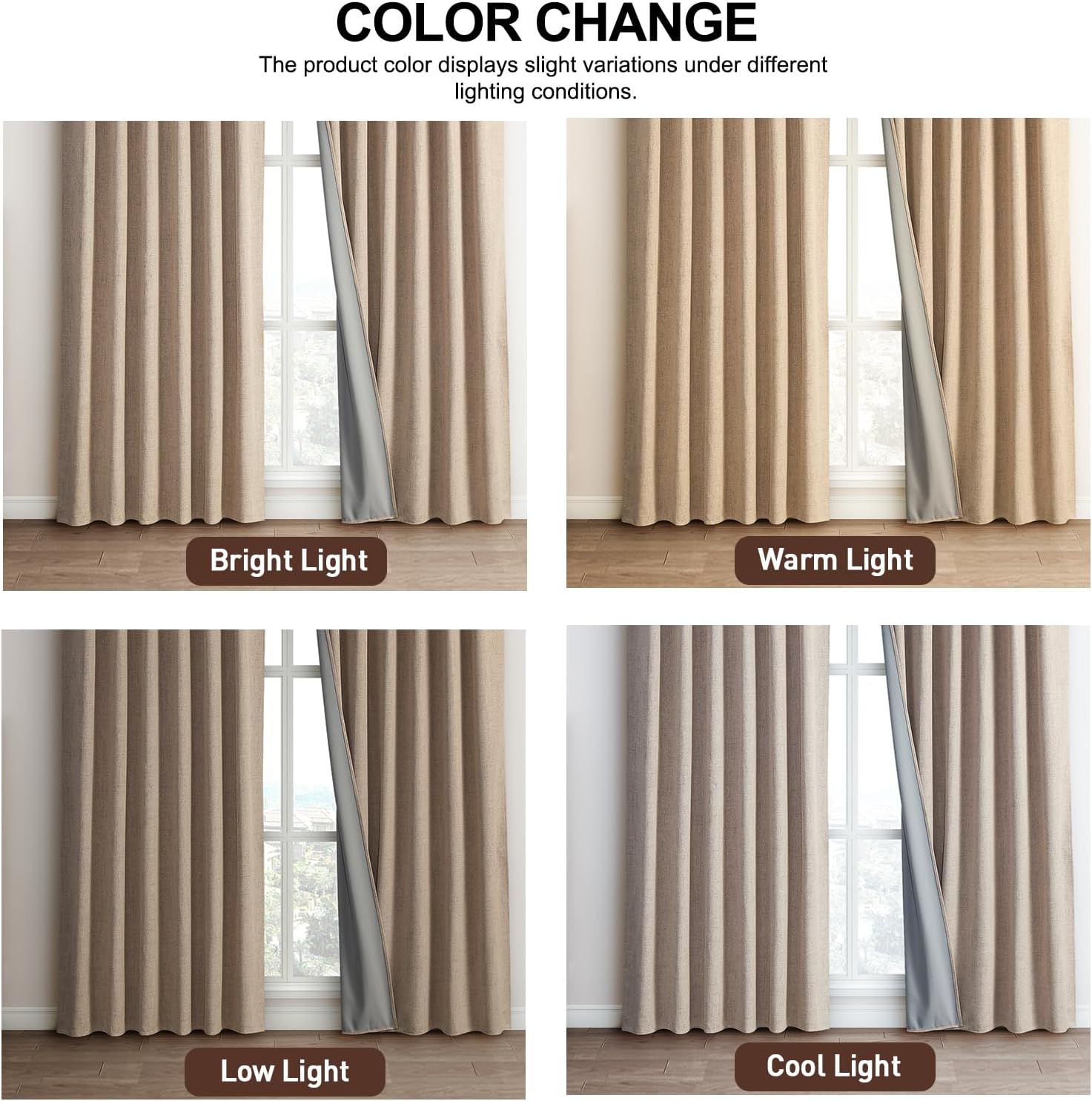 FLORECORD 100% Blackout Heavy Linen Curtains 52 Inch Wide x 84 Inch Long 2 Panels Set Thermal Insulated Textured Out Darkening Drapes for Bedroom Living Room Hook Belt/Back Tab/Rod Pocket