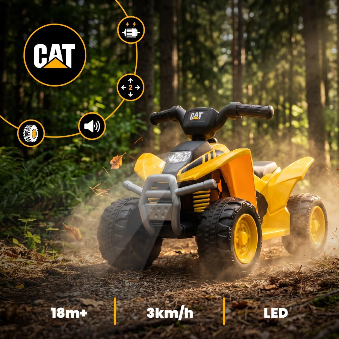 Kinder Elektro Quad mit Akku, Elektroauto für Kinder 18 bis 36 Monate, Geländeräder, elektrischer Antrieb, konturierter Sitz (Gelb)