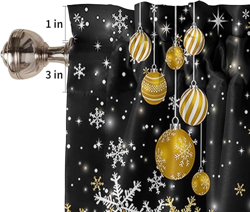 Vista 24 de Christmas Window Valance Blue Gnomes Snowflake Bird on the Branch Pattern, 54x18 inch, Polyester, Light Filtering, Rod Pocket, Kitchen, Living Room