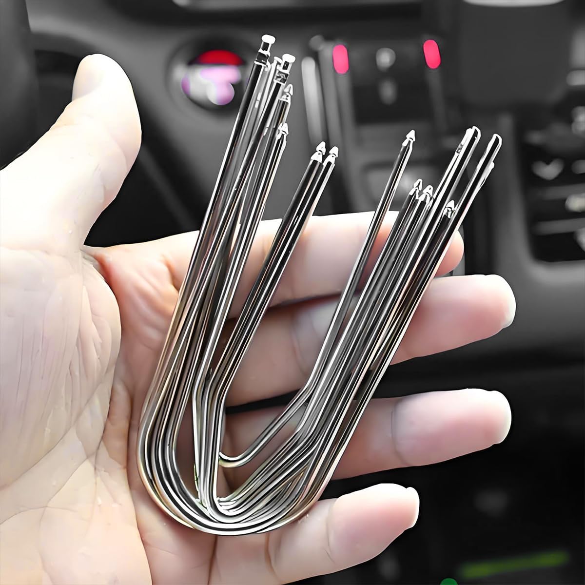 4PCS Car Radio Removal Tool, U-Shaped Stainless Steel Vehicle Audio Disassembly Pry Kit, Automotive CD DVD Host Stereo Release Remover Accessories, Universal for SUV, Sedan, Truck