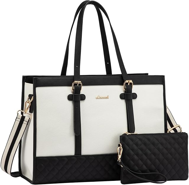 LOVEVOOK Laptop Bag for Women 15.6 inch Canvas Laptop Tote Bag