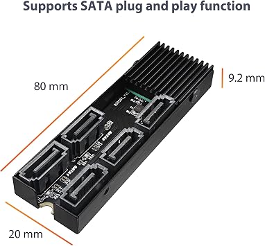 VANTEC M.2 PCIE GEN3X2 to 5 Ports SATA III Expansion Card
