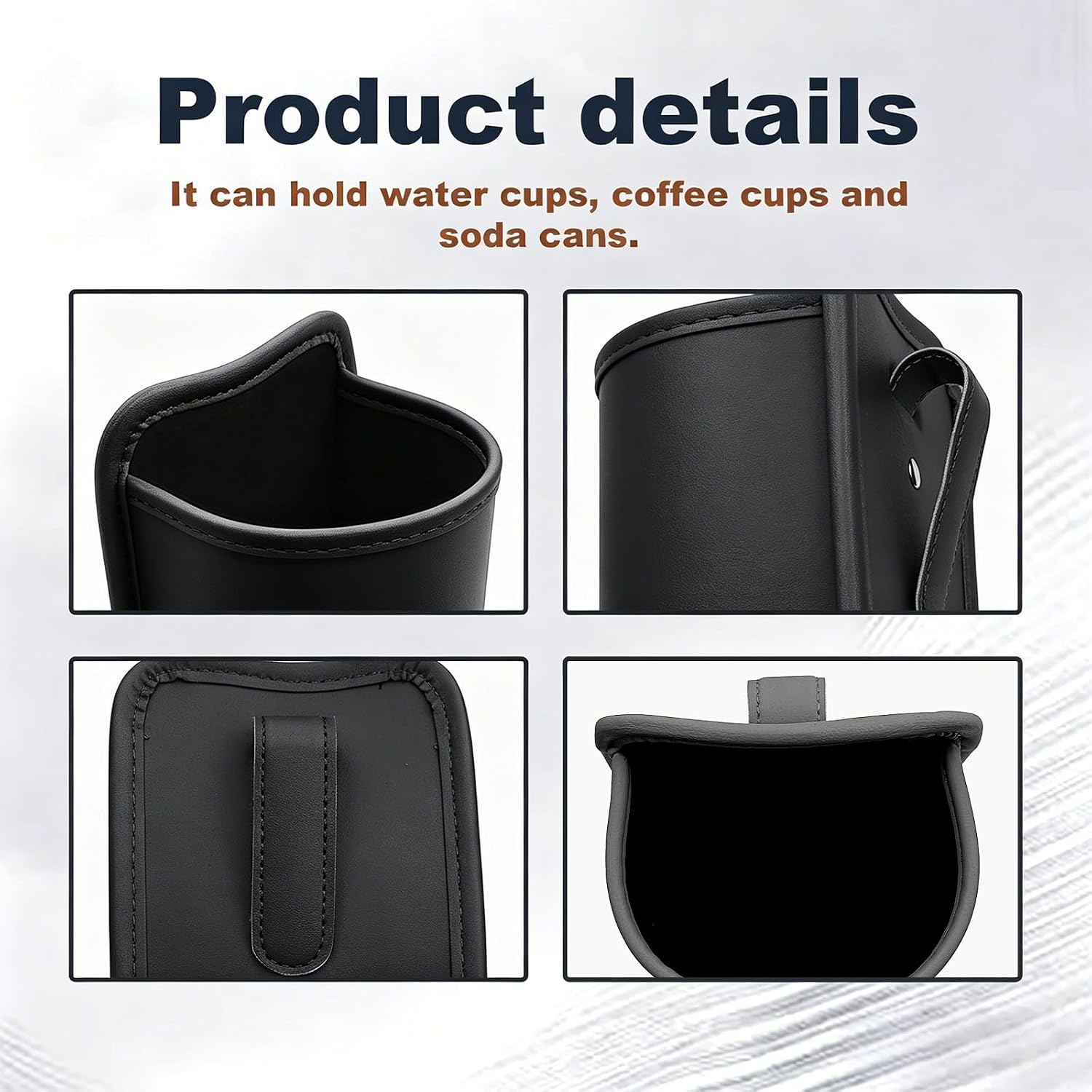 2 PCS Car Door Cup Holder, Clip On Backseat Beverage Organizer - Waterproof Scratch-Resistant Storage for Water Cup, Mobile Phone, Change, Universal for Car Window & Seat Back (Black)