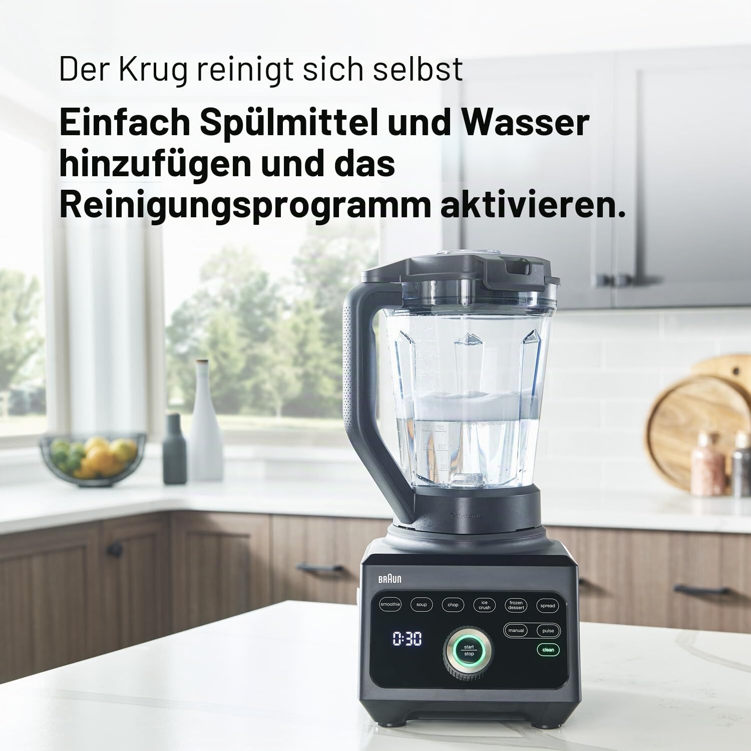 Braun PowerBlend 9 JB9040BK Hochleistungs-Standmixer mit 1600 Watt Motor, 2 l Tritan-Behälter, 18 Programme, 10 Geschwindigkeiten, Schwarz