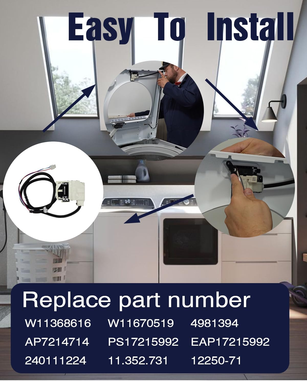 W11670519 W11368616 Washer Lid Lock Latch Assembly Compatible with Whirlpool Maytag Models MVW4505MW0 MVW4505MW1 MVW5035MW1 MVW5430MW1 MVW4505MW2 MVW5035MW2, Replaces AP7214714, PS17215992, 4981394