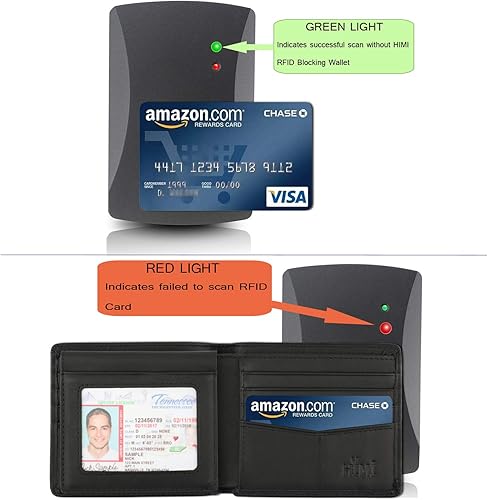 Miniatura 5 de Cartera de piel auténtica para hombre con bloqueo RFID billetera elegante con 2 ventanas de identificación