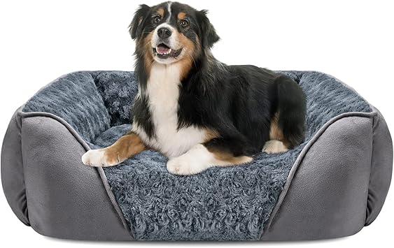 INVENHO X-Large Dog Bed for Large, Medium, Small Dogs - Rectangle, Washable, Orthopedic, Soft Calming Sleeping Puppy Bed - Durable Pet Cuddler with Anti-Slip Bottom - XL 35"x25"x10"