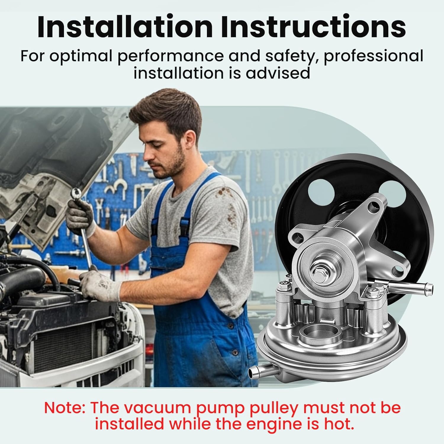 Brake Vacuum Pump with Pulley Compatible with Isuzu NPR-HD NPR Gas V8 L96 LQ4 LY6 L31 L05 3.0L-6.0L 1995-2020, Replaces 97241035 8972410351