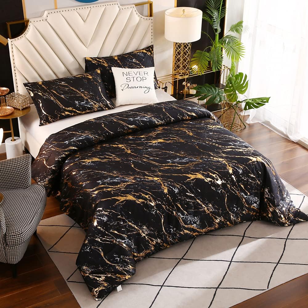 Gold Metallic Marble Comforter Sets Gold Metallic Bedding Sets for All Seasons Gold