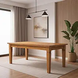 Mesa de Jantar 2M Retangular de Madeira Maciça – Acabamento Envernizado