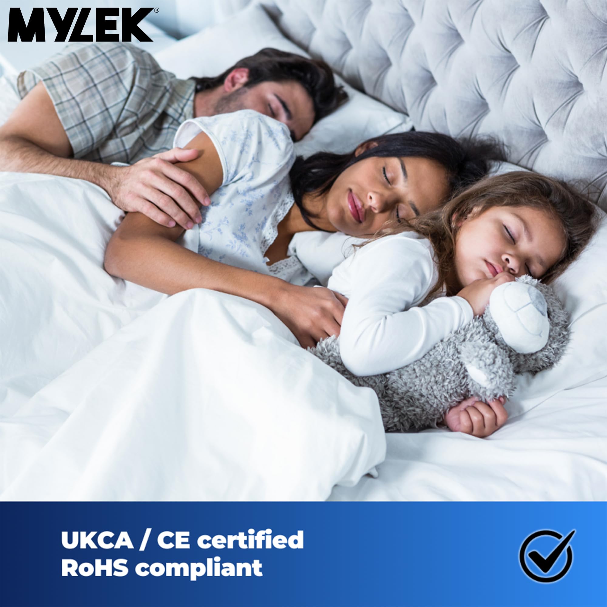 Mylek Heizdecke in King-Größe und Doppelkontrollfunktion – 152 x 190 cm – Voll ausgestattetes Premium Fleece-Unterbett/Wärmeunterbett mit Gummizug – Überhitzungsschutz-System mit automatischer Abschaltfunktion – schnelles Aufwärmen – maschinenwaschbar und