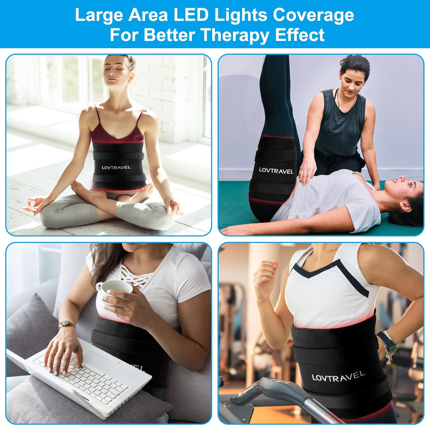 LOVTRAVEL 210pcs LED 635nm Red Light Therapy 850nm Near Infrared Light Therapy Device Large Belt Lipo Wrap Mat Pad for Body Waist Belly Abdominal Thigh Fat - Image 5