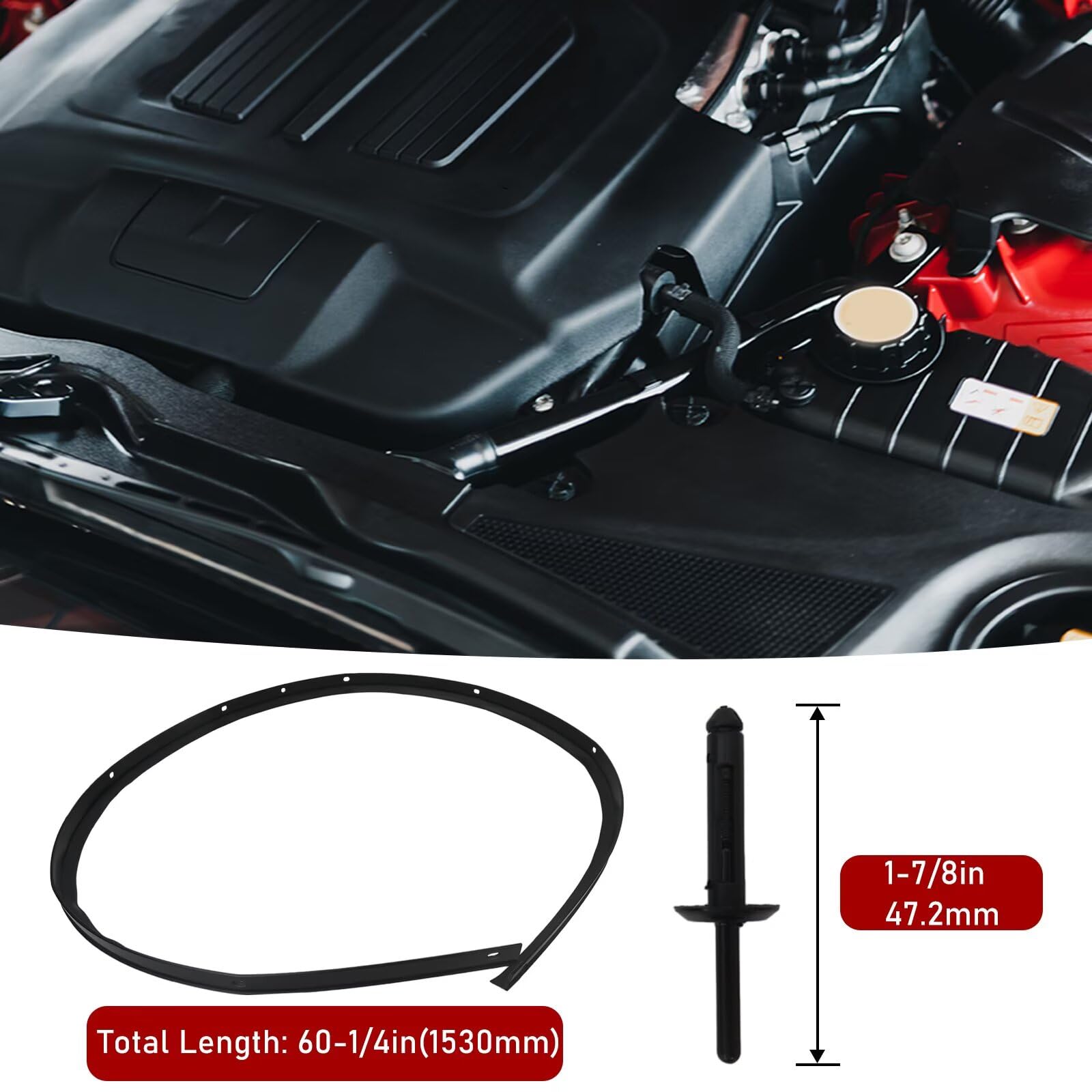 Dichtungsstreifen für die vordere Motorhaube, passend für Dodge Challenger 2008–2017, wasserdichte Motorhaubenabdichtung, Ersatz für 68051392AB