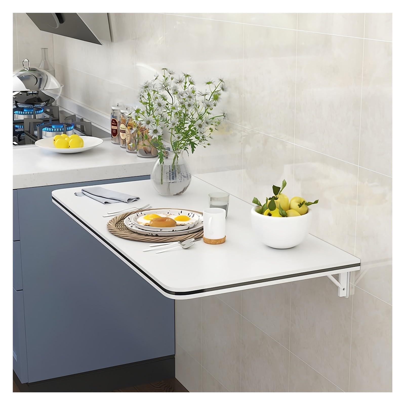 Table pliante murale peu encombrante Wortat blanche pour studio étroit