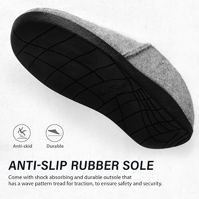ERGOfoot Slippers with Arch Support for Women Men, Wool Felt | Orthopedic House Shoes, Plantar Fasciitis Relief, Non-Slip Rubber Sole for Indoor Outdoor Wear